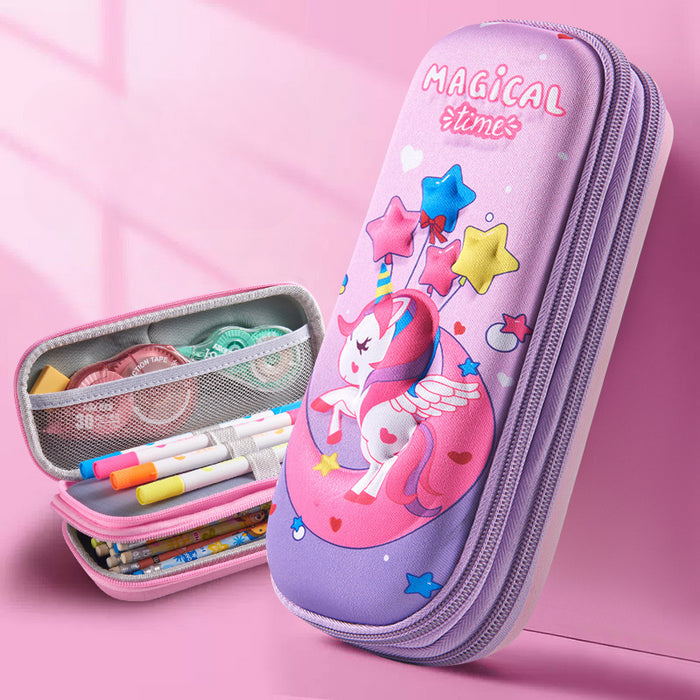 Wholesale 3D Children Cartoon Large Capacity Leather Pencil Case JDC-PC-QQBB005