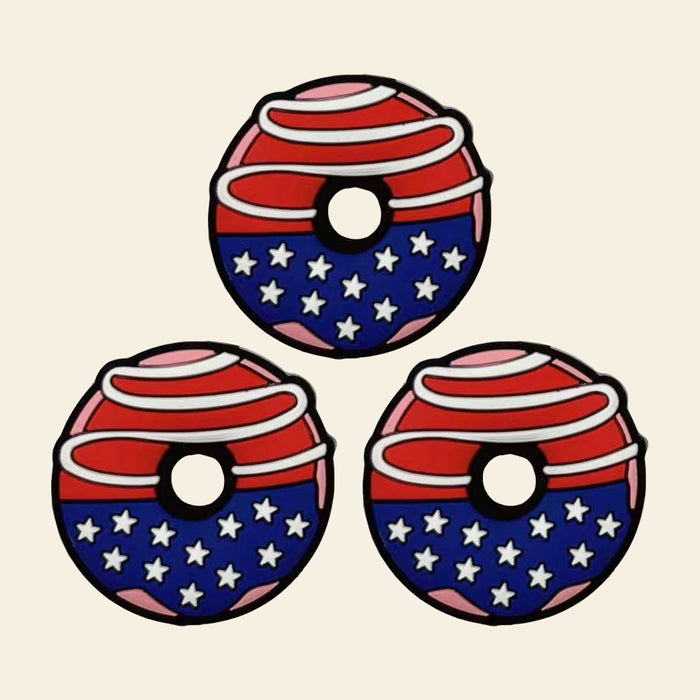 Wholesale 10/20PCS Cartoon Independence Day Donuts Silicone Beads JDC-BDS-NaiSi185