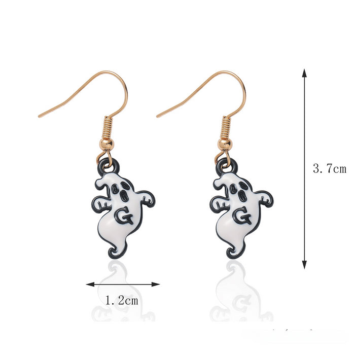 Wholesale Halloween Series Bat Ghost Pumpkin Oil Drop Alloy Earrings JDC-ES-LiRan002