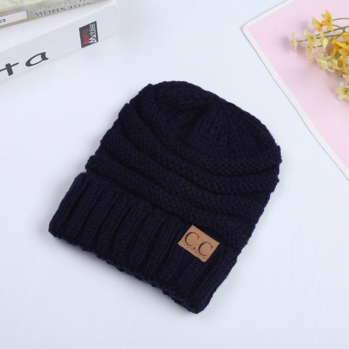 Wholesale Autumn and Winter Children's C Label Can Be Labeled with Versatile Yarn Edge Knitted Cap JDC-FH-HengYu005