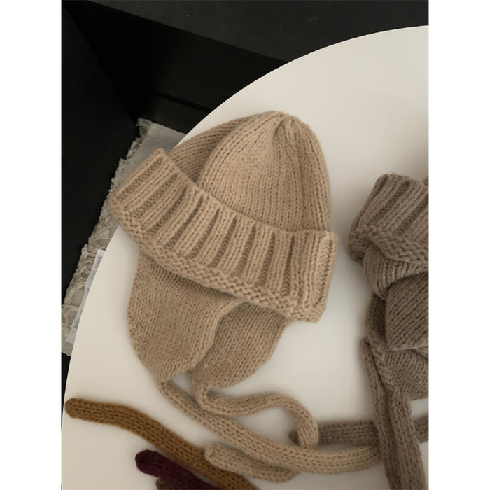 Wholesale Cotton Solid Color Ear Protection Knitted Yarn Cap JDC-FH-Qiany002