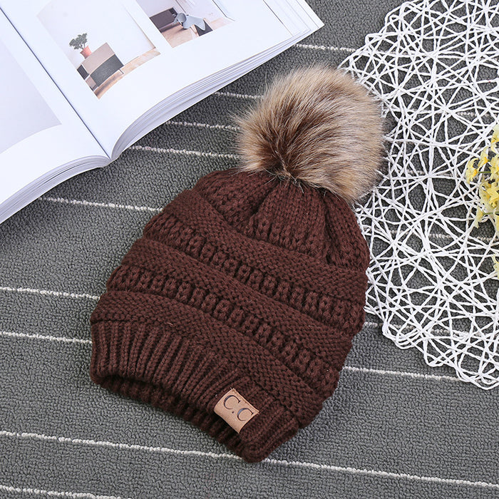 Wholesale Simple Autumn and Winter Ponytail with Wool Ball Yarn Cap JDC-FH-HengYu003