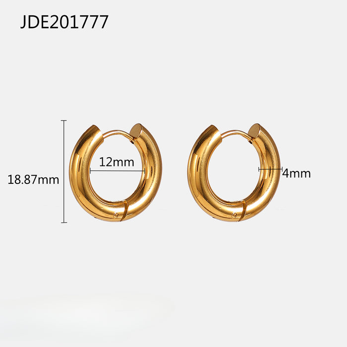 Wholesale Simple 18k Gold Plated Stainless Steel Hoop Earrings JDC-ES-JD345