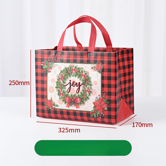 Wholesale Plaid Christmas Series Hand-held Gift Bags Cartoon Reindeer Non-woven Bags JDC-GB-XJ001