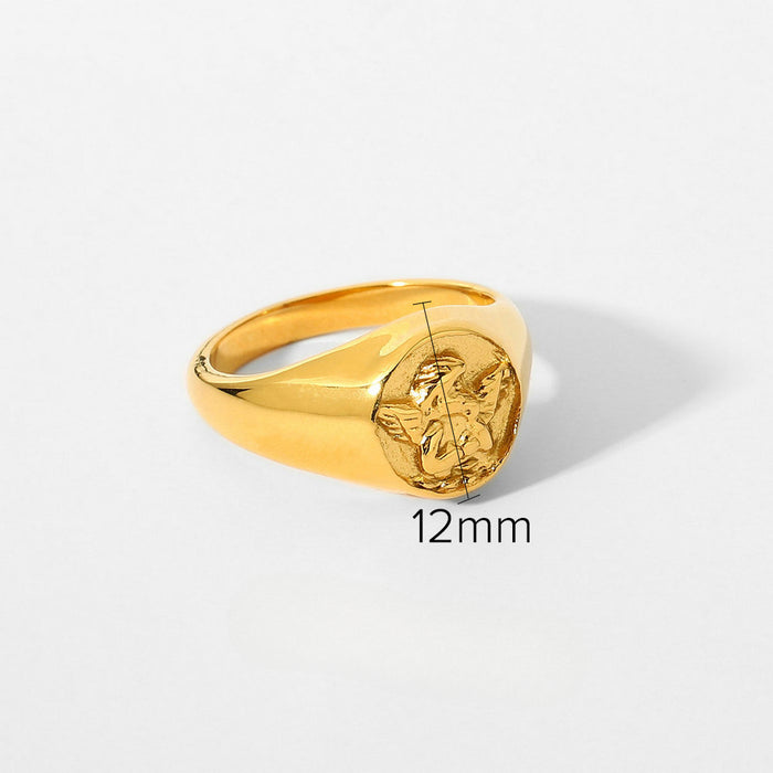 Wholesale 18k Gold Plated Stainless Steel Round Angel Rings JDC-RS-JD090