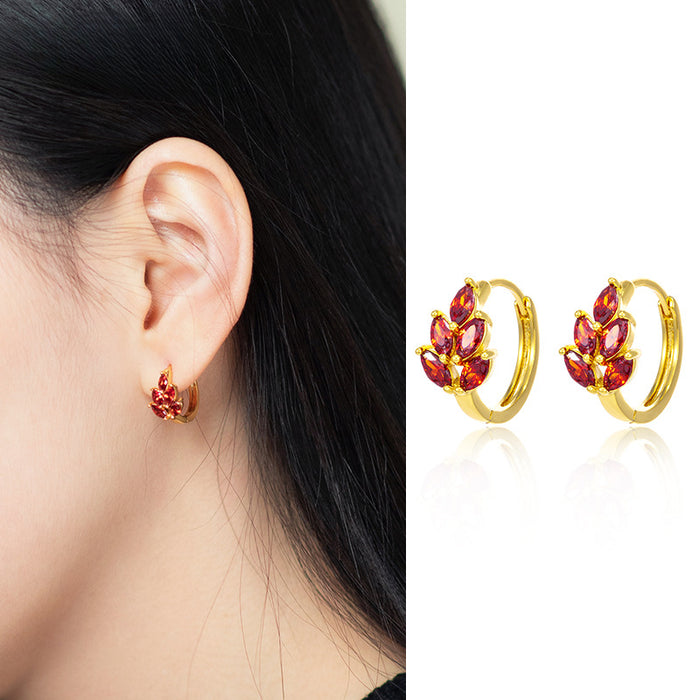 Wholesale Artificial Gemstone Leaf Temperament Earrings Gold-plated Wheat Ear Earrings JDC-ES-XP009