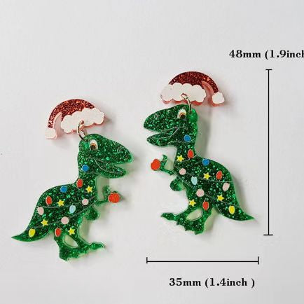 Wholesale Christmas Tree Rainbow Koala Dinosaur Cactus Gingerbread Man Acrylic Earrings JDC-ES-Qiany006