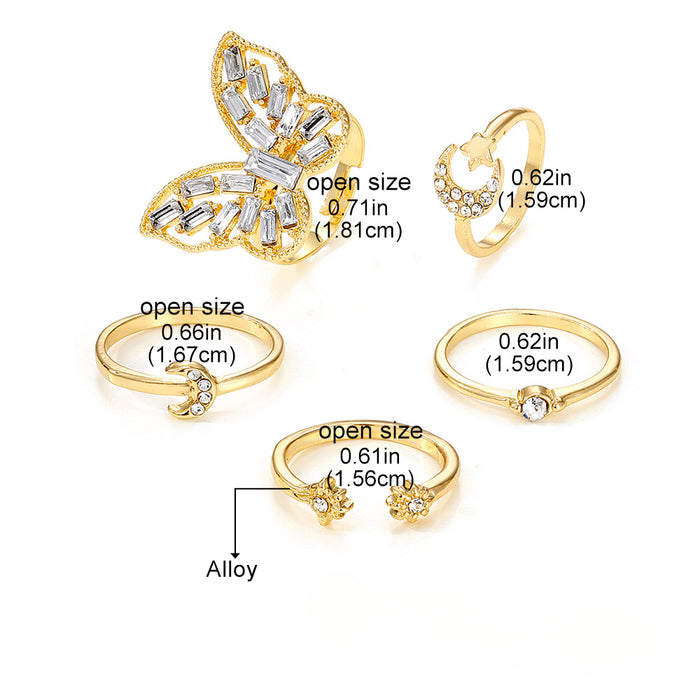 Wholesale Diamond Butterfly Alloy Ring Set JDC-RS-HanShi005