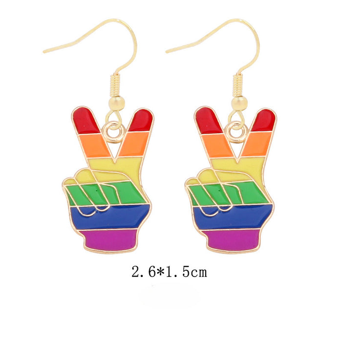 Wholesale 5pcs Rainbow Festival Love Zinc Alloy Valentine's Day Earrings JDC-ES-BingLi001