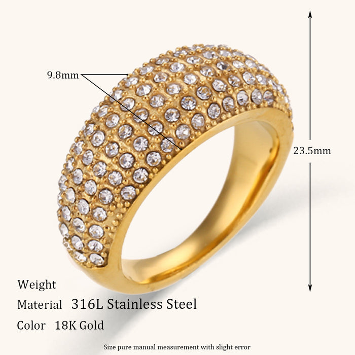 Wholesale Stainless Steel Gold Plated Zirconia Rings JDC-RS-Dingran001