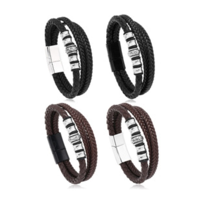 Wholesale Handmade Woven Pu Bracelet Fashion Jewelry Magnet Clasp JDC-BT-XH017