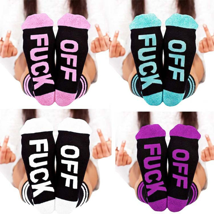 Wholesale English Letters on Soles of Feet Mid-tube Cotton Socks JDC-SK-XQ039