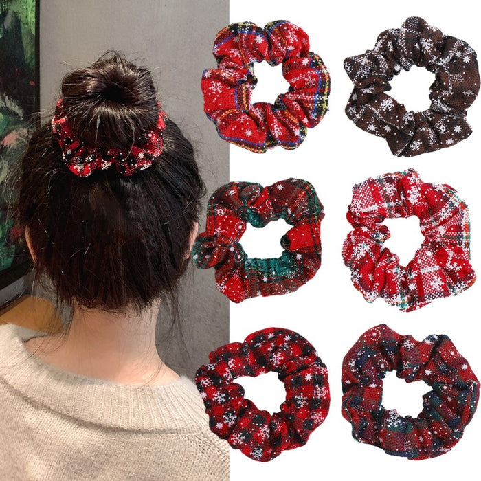 Wholesale Christmas Snowflake Hair Scrunchies JDC-HS-Heqin001