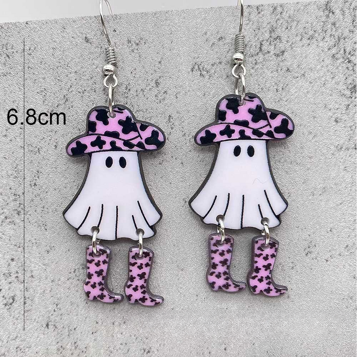 Wholesale Halloween Cowboy Ghost Face Acrylic Earrings JDC-ES-Chengy041