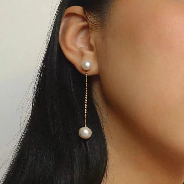 irregular baroque pearl gold-plated earrings JDC-010