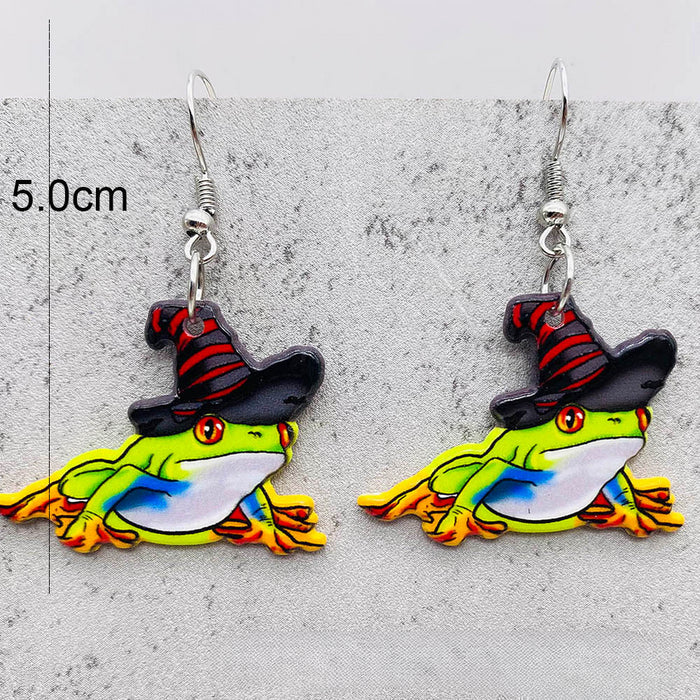 Wholesale Halloween Pumpkin Ghost Magic Frog Boiler Tarot Acrylic Earrings JDC-ES-Chengy044