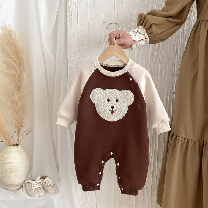 Wholesale Plush Bodysuit Cute Colorblock Warm Climbing Clothes Baby Clothes JDC-BC-WeiNiS028