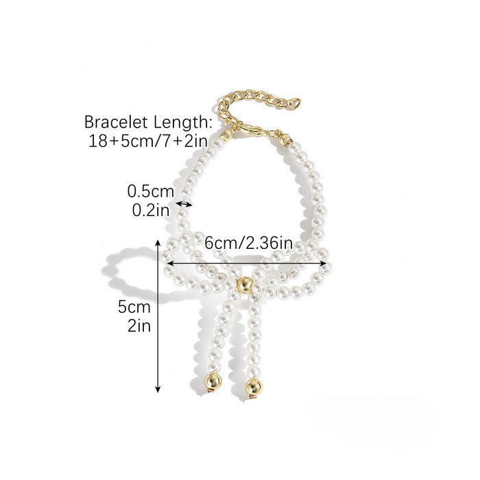 Wholesale Pearl Bow Earrings Necklace JDC-NE-ManY018