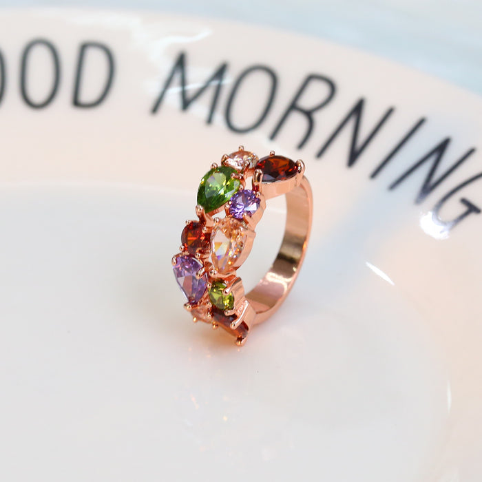 Wholesale Set of jewelry, colored zircon necklace, earring set, set of jewelry, three piece set