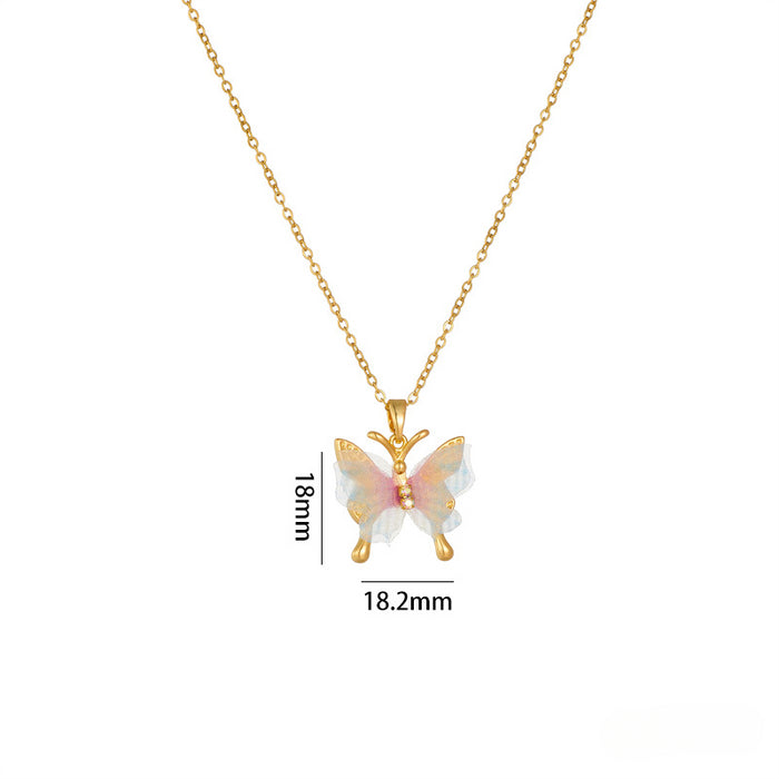 Wholesale Butterfly Pendant Titanium Steel Necklace JDC-NE-RongChu007