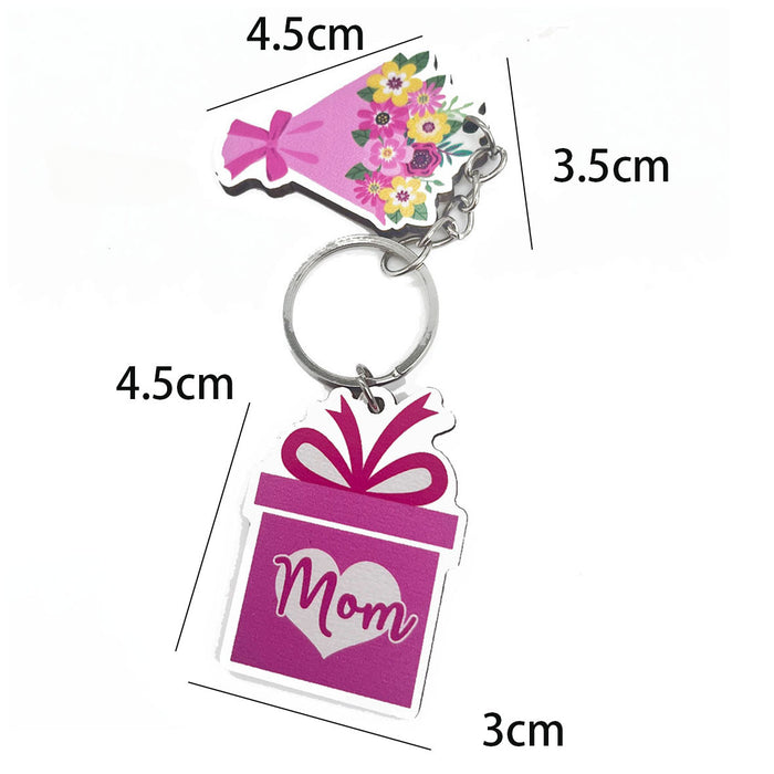 Wholesale Pink Letters MAMA Wooden Keychain JDC-KC-TYS007