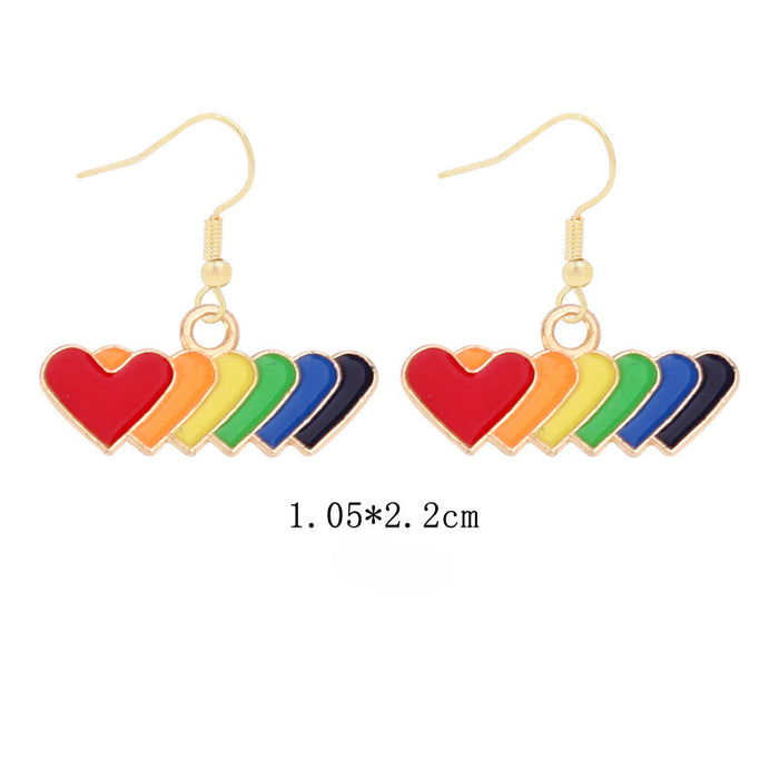 Wholesale 5pcs Rainbow Festival Love Zinc Alloy Valentine's Day Earrings JDC-ES-BingLi001