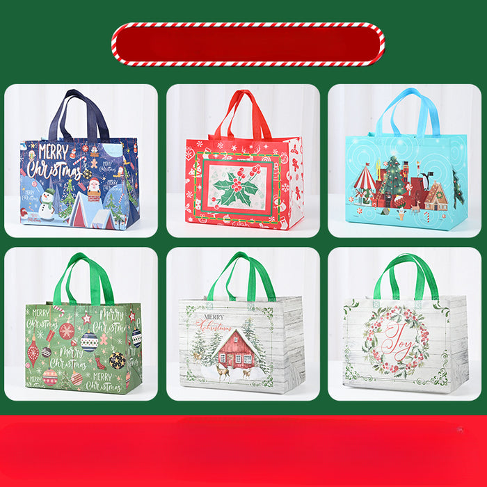 Wholesale Plaid Christmas Series Hand-held Gift Bags Cartoon Reindeer Non-woven Bags JDC-GB-XJ001