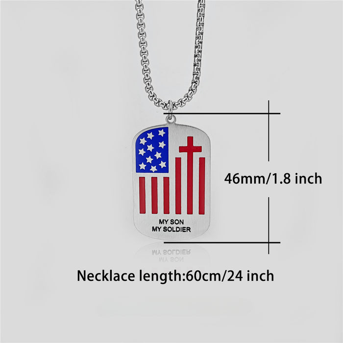 Wholesale American Independence Day Square Series Stainless Steel Oil Drop Necklace JDC-NE-Ruig001