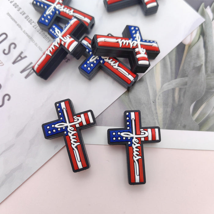Wholesale 10pcs Independence Day Cartoon Silicone Beads JDC-BDS-NaiSi205