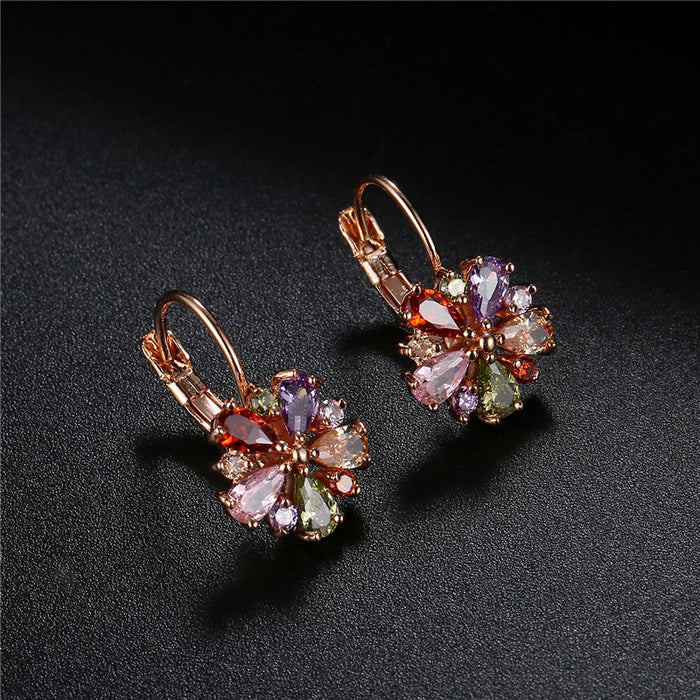 Wholesale Jewelry Colorful Zircon Earrings Wholesale Rose Gold Zircon Hot Selling Earrings