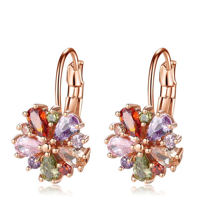 Wholesale Jewelry Colorful Zircon Earrings Wholesale Rose Gold Zircon Hot Selling Earrings