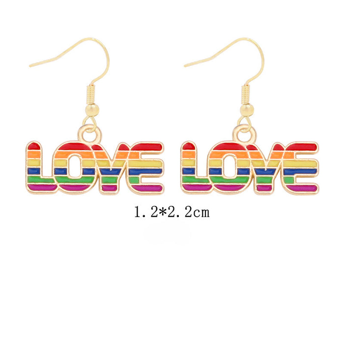 Wholesale 5pcs Rainbow Festival Love Zinc Alloy Valentine's Day Earrings JDC-ES-BingLi001