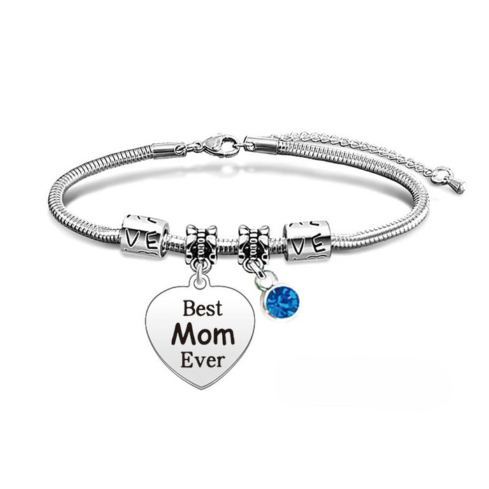 Wholesale Stainless Steel Mother's Day Blue Diamond Bracelet JDC-BT-GangG020