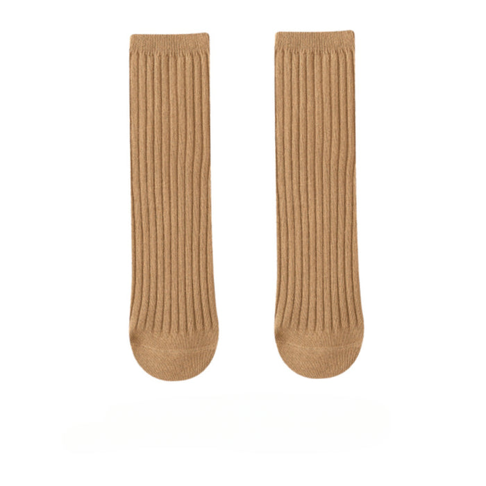 Wholesale of New Double Needle Long Socks for Boys and Girls in Spring and Autumn Solid Color Breathable Cotton Baby Socks for Girls JDC-SK-SL008