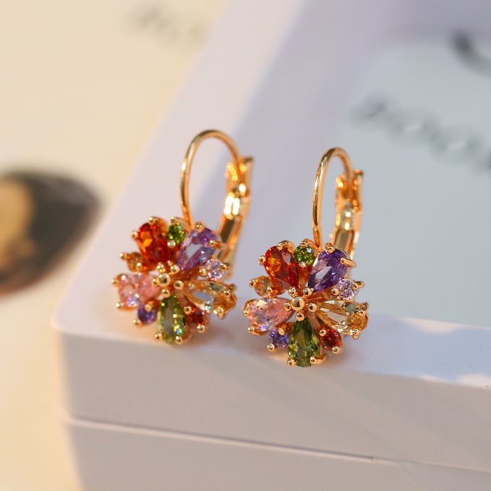 Wholesale Jewelry Colorful Zircon Earrings Wholesale Rose Gold Zircon Hot Selling Earrings