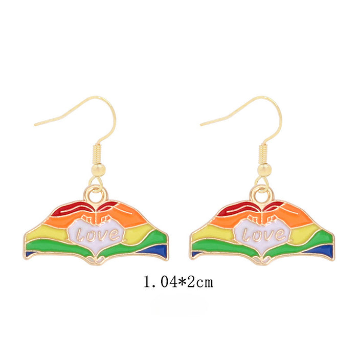 Wholesale 5pcs Rainbow Festival Love Zinc Alloy Valentine's Day Earrings JDC-ES-BingLi001