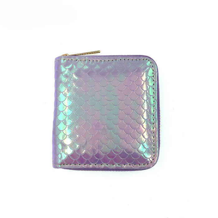 Wholesale 5pcs Mermaid Pattern Zipper Short PU Wallet JDC-WT-JiRui018