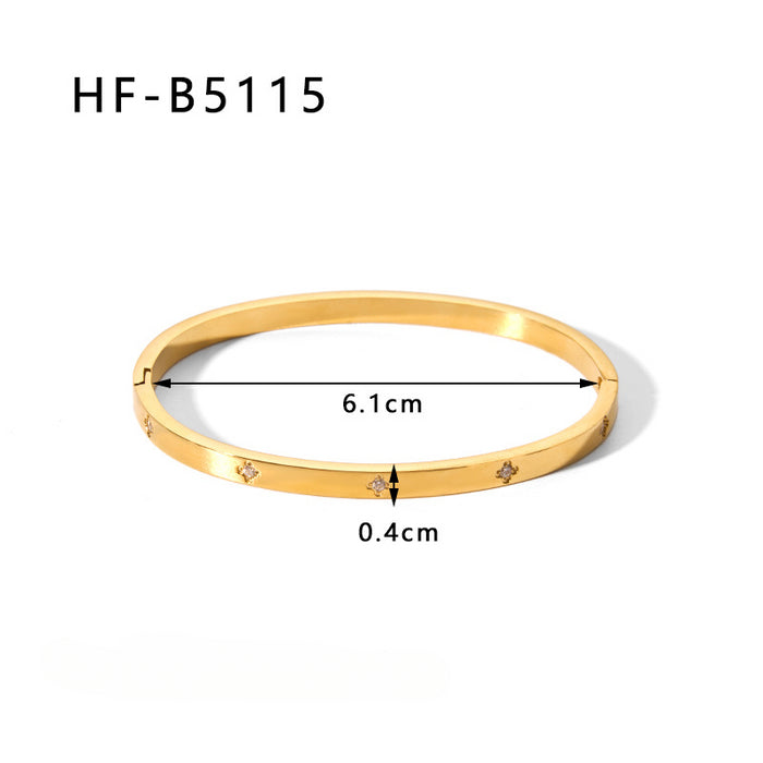 Wholesale Stainless Steel 18k Gold Plated Circle Inlaid Zircon Diamond Bracelet JDC-BT-XiongYue002