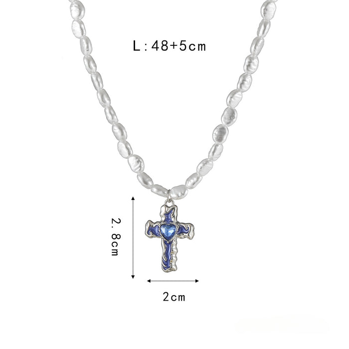 Wholesale Pearl Love Cross Necklace JDC-NE-JieYue003