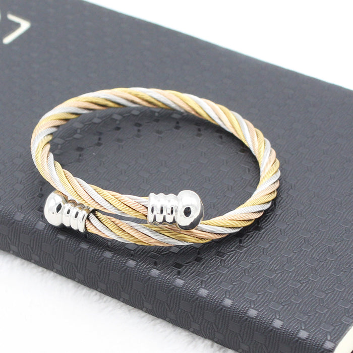 Wholesale Stainless steel elastic steel wire rope bracelet, titanium steel woven bracelet bracelet, bracelet