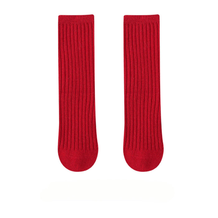 Wholesale of New Double Needle Long Socks for Boys and Girls in Spring and Autumn Solid Color Breathable Cotton Baby Socks for Girls JDC-SK-SL008