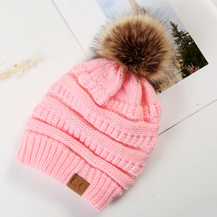 Wholesale Autumn and Winter Thick Non Velvet Knitted Hat, Wool Ball Knitted Hat JDC-FH-HengYu006