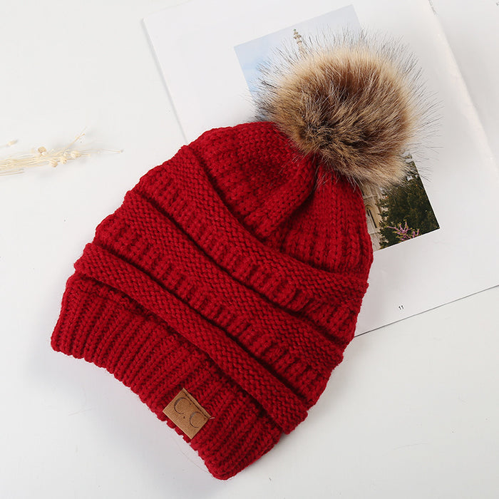 Wholesale Autumn and Winter Thick Non Velvet Knitted Hat, Wool Ball Knitted Hat JDC-FH-HengYu006