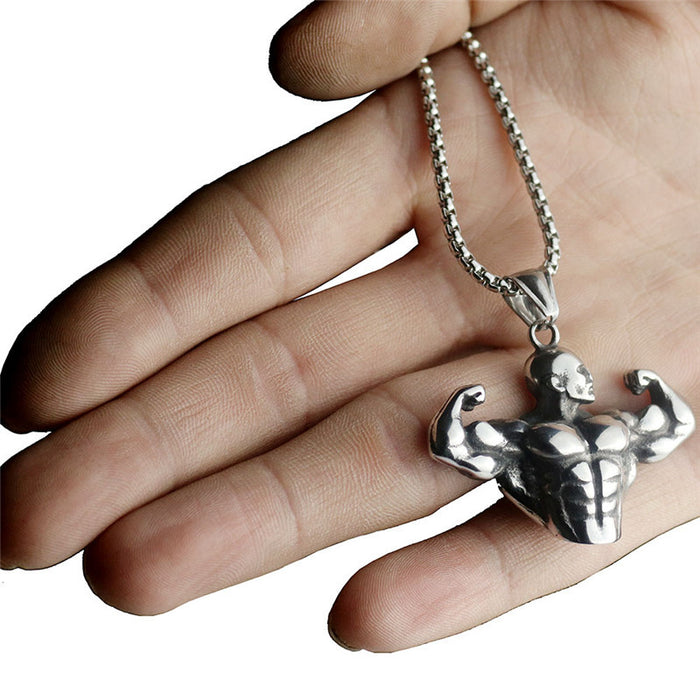Wholesale Muscle pendant men's sports and fitness necklace