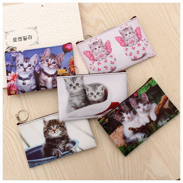 Wholesale New Cat Coin Purse Cartoon Kitten Student Thin Wallet Japanese and Korean Trend Personality Key Bag Small Square Bag JDC-WT-QW010