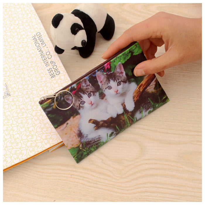 Wholesale New Cat Coin Purse Cartoon Kitten Student Thin Wallet Japanese and Korean Trend Personality Key Bag Small Square Bag JDC-WT-QW010