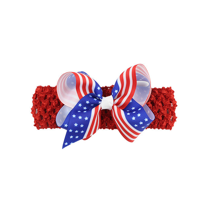 Wholesale American Flag Independence Day Children's Bow Fabric Headband JDC-HD-HeZhuo005