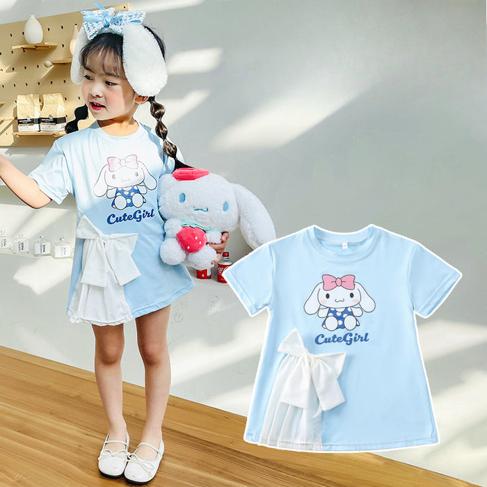 Wholesale New Baby Girl Dresses Fashionable Cute Cartoon Bow T-shirt Skirts for Small and Medium Children JDC-CTS-QNE001