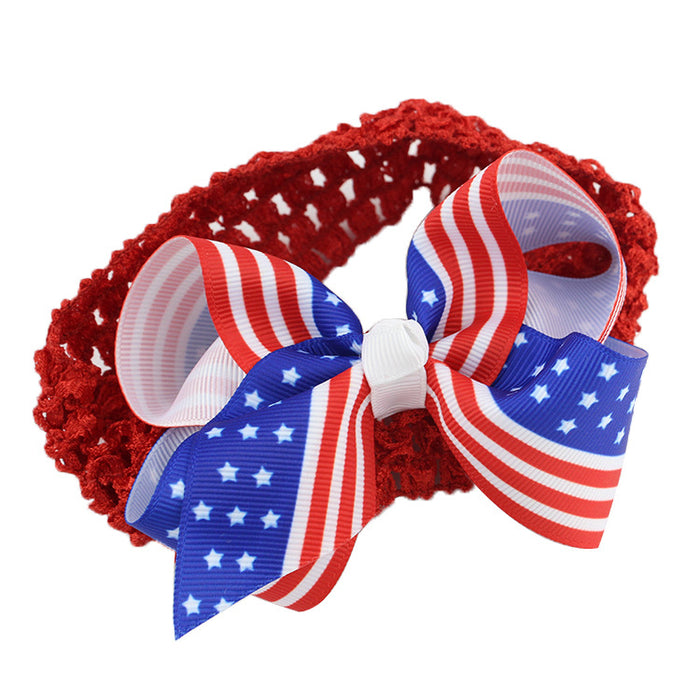Wholesale American Flag Independence Day Children's Bow Fabric Headband JDC-HD-HeZhuo005