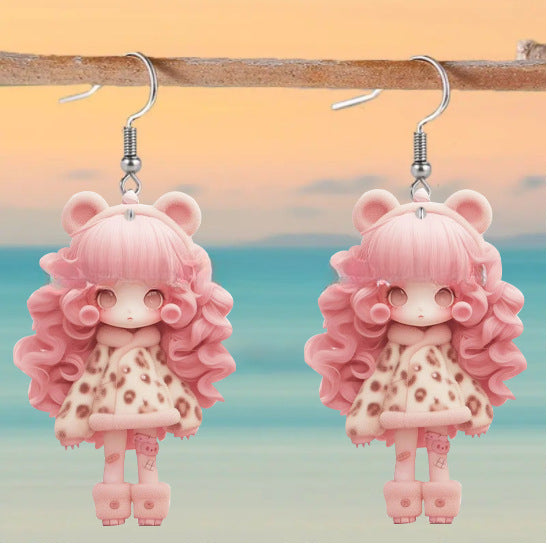 Wholesale Acrylic Cartoon Girl Earrings JDC-ES-Zhanh005